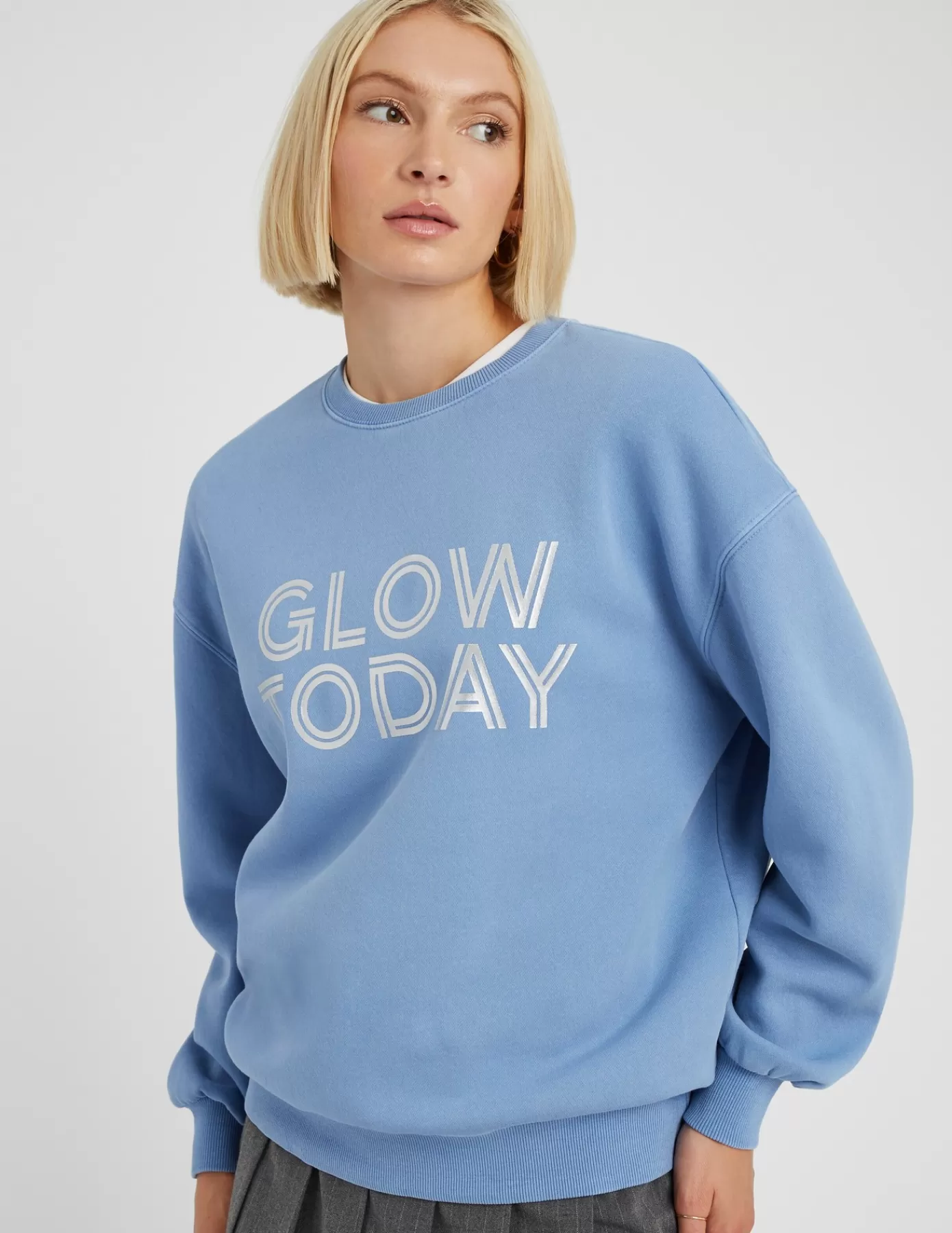 Outlet BZB Sweat col rond imprimé Bleumoyen