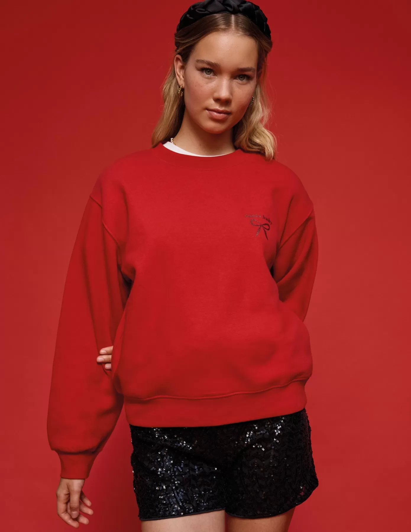 Sale BZB Sweat col rond imprimé Rouge