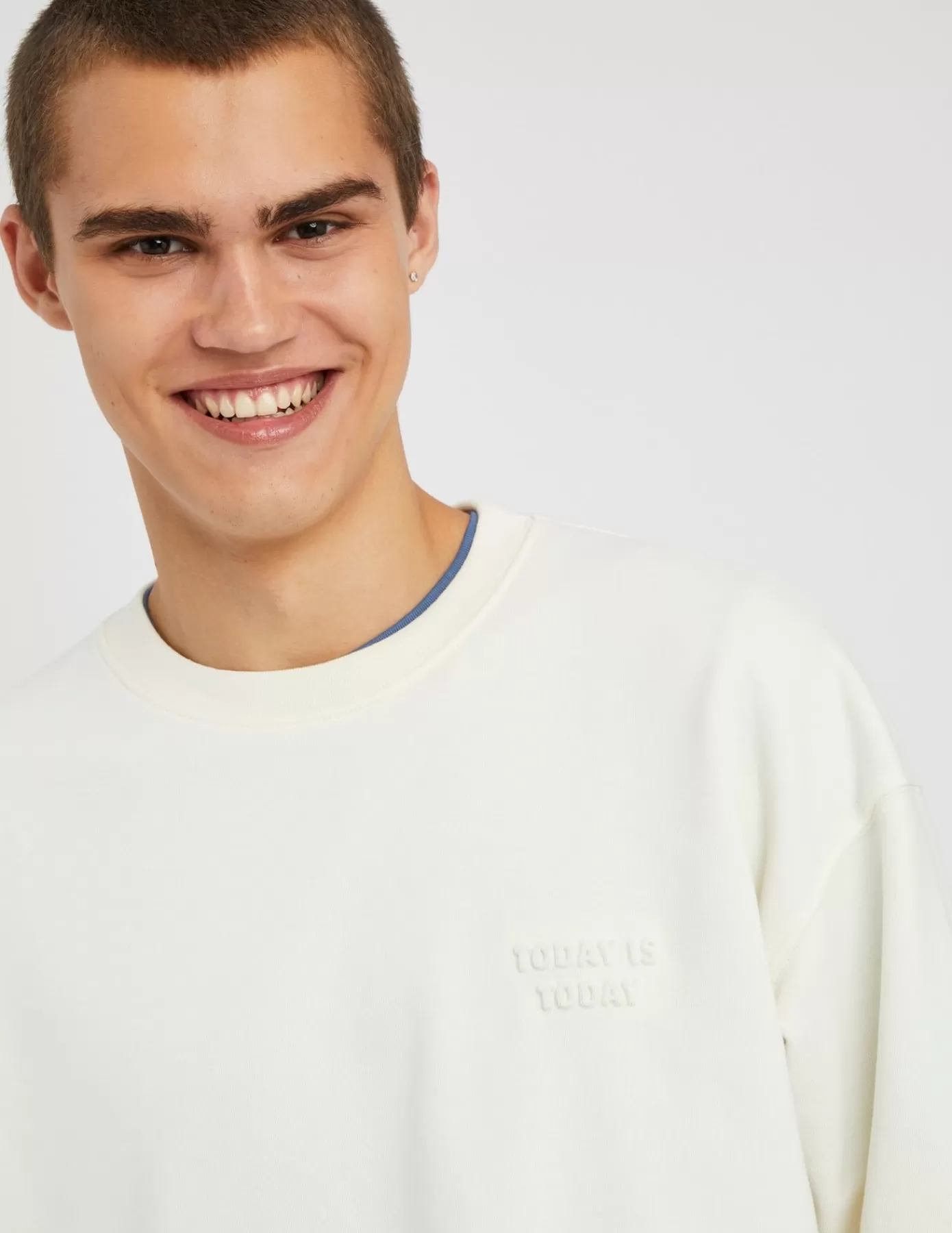 Cheap BZB Sweat col rond imprimé devant dos Blancécru