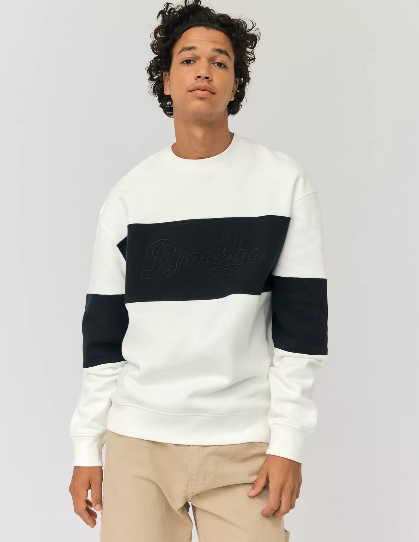 Fashion BZB Sweat colorblock Blancécru