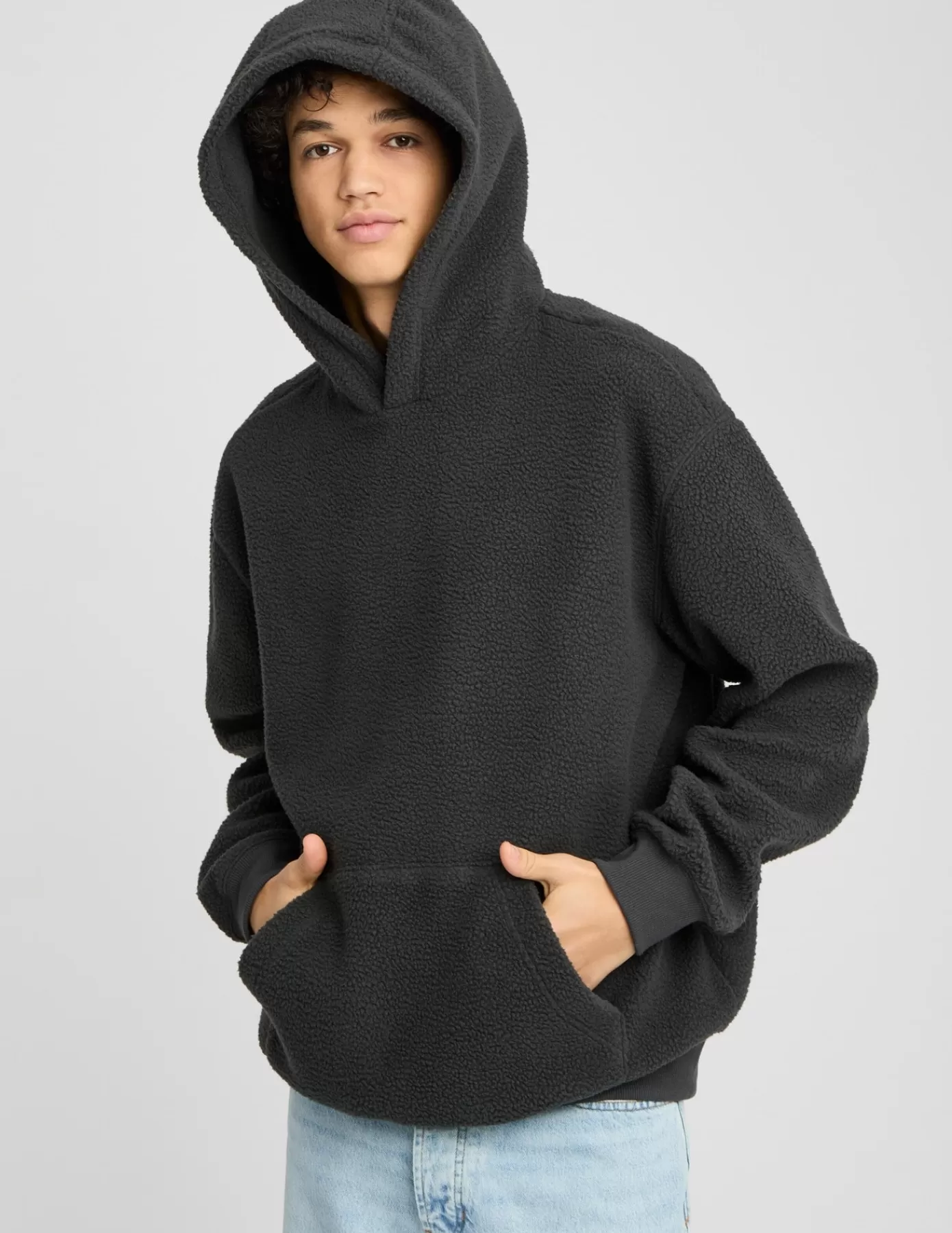 Store BZB Sweat sherpa à capuche Grisfoncé