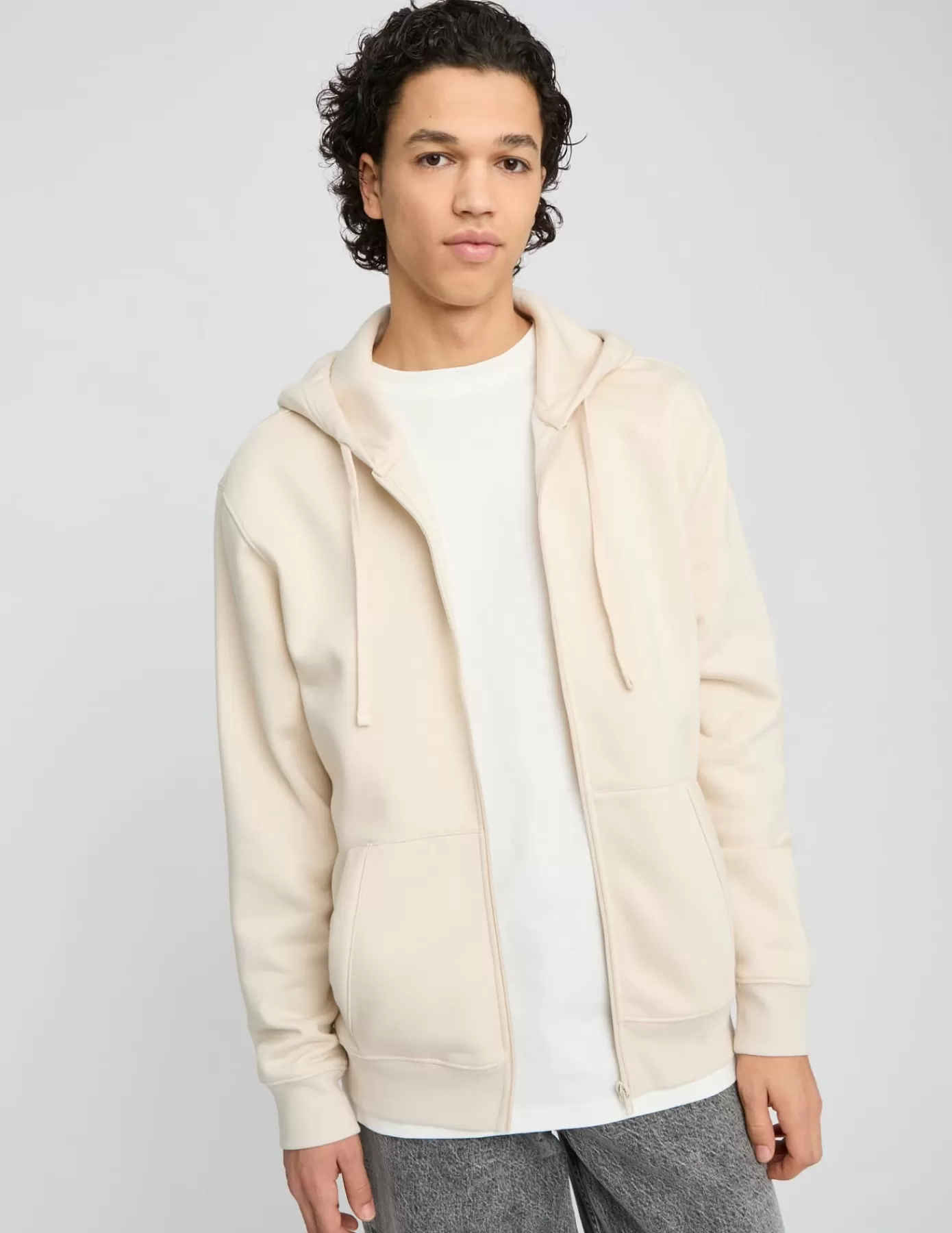 Clearance BZB Sweat sherpa zippé à capuche Blanccassé