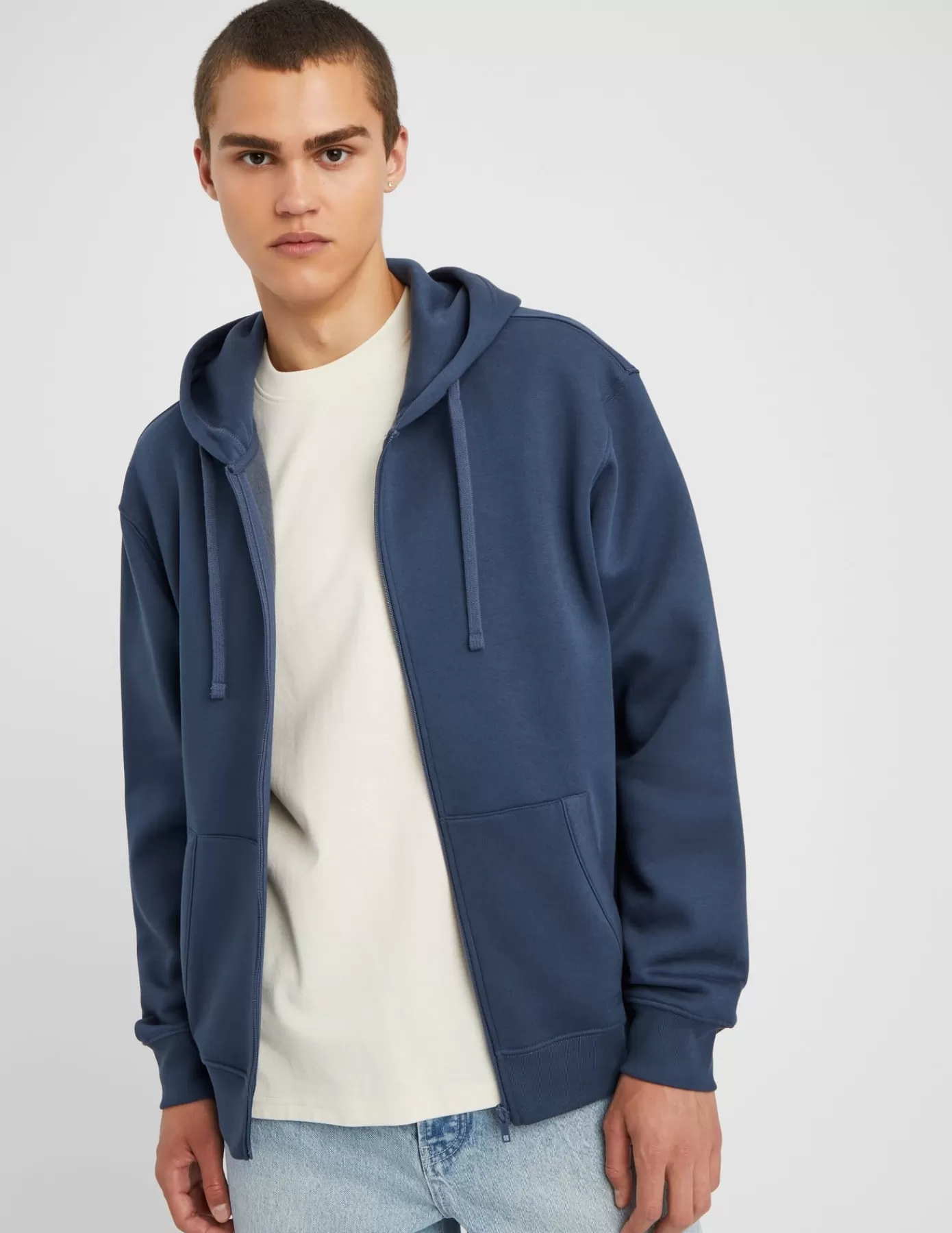 Discount BZB Sweat zippé à capuche BleuMarine