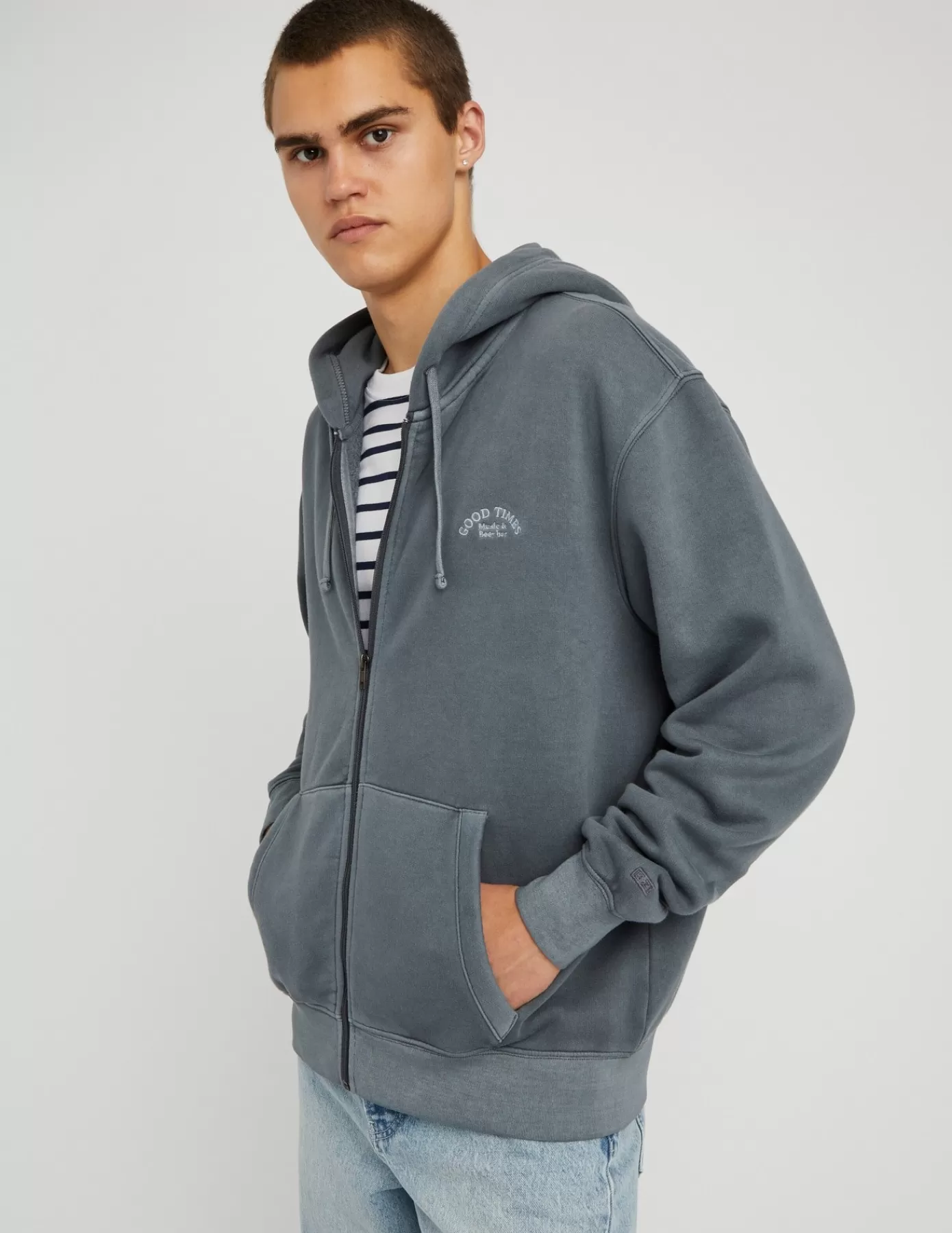 Cheap BZB Sweat zippé à capuche Grisfoncé