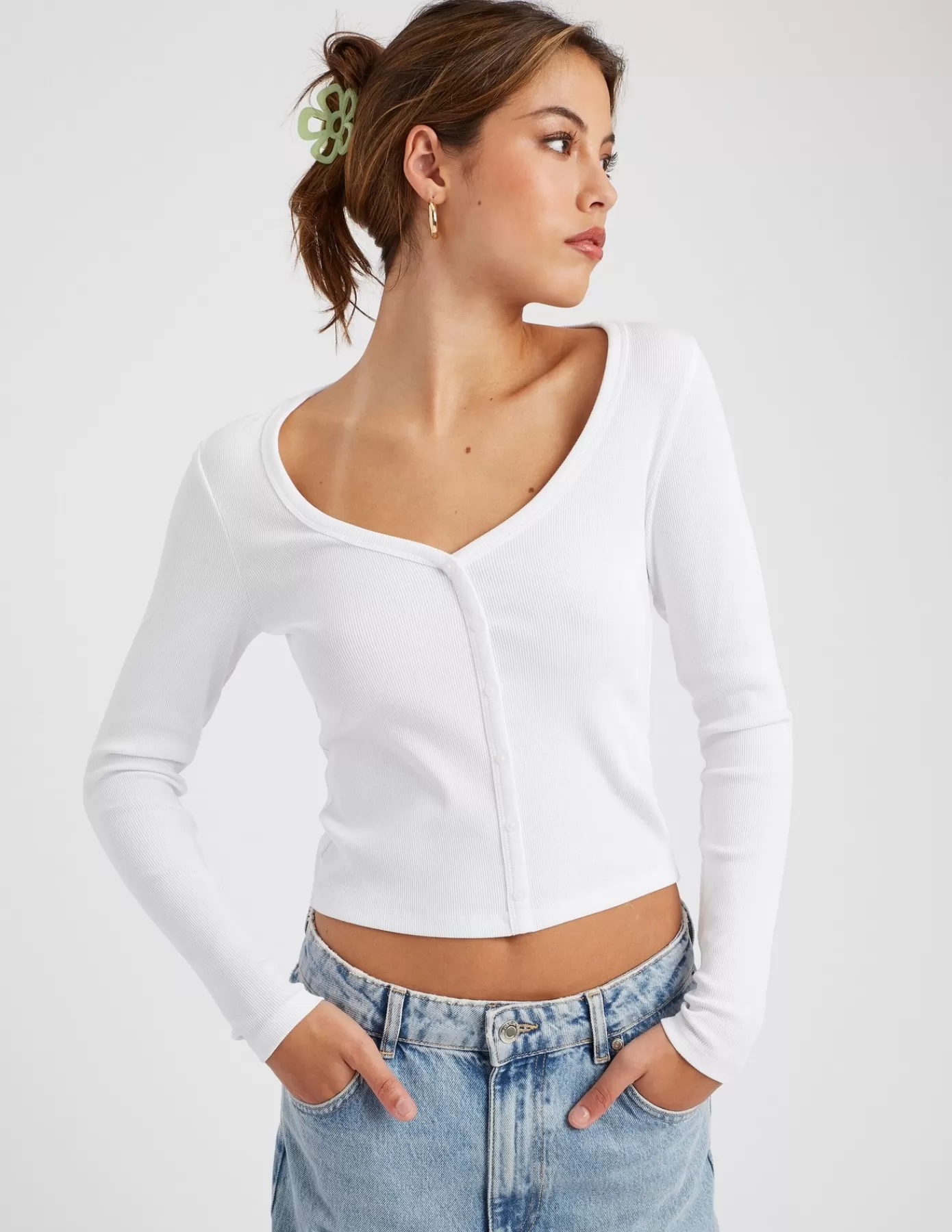 Sale BZB T-shirt boutonné Blanc