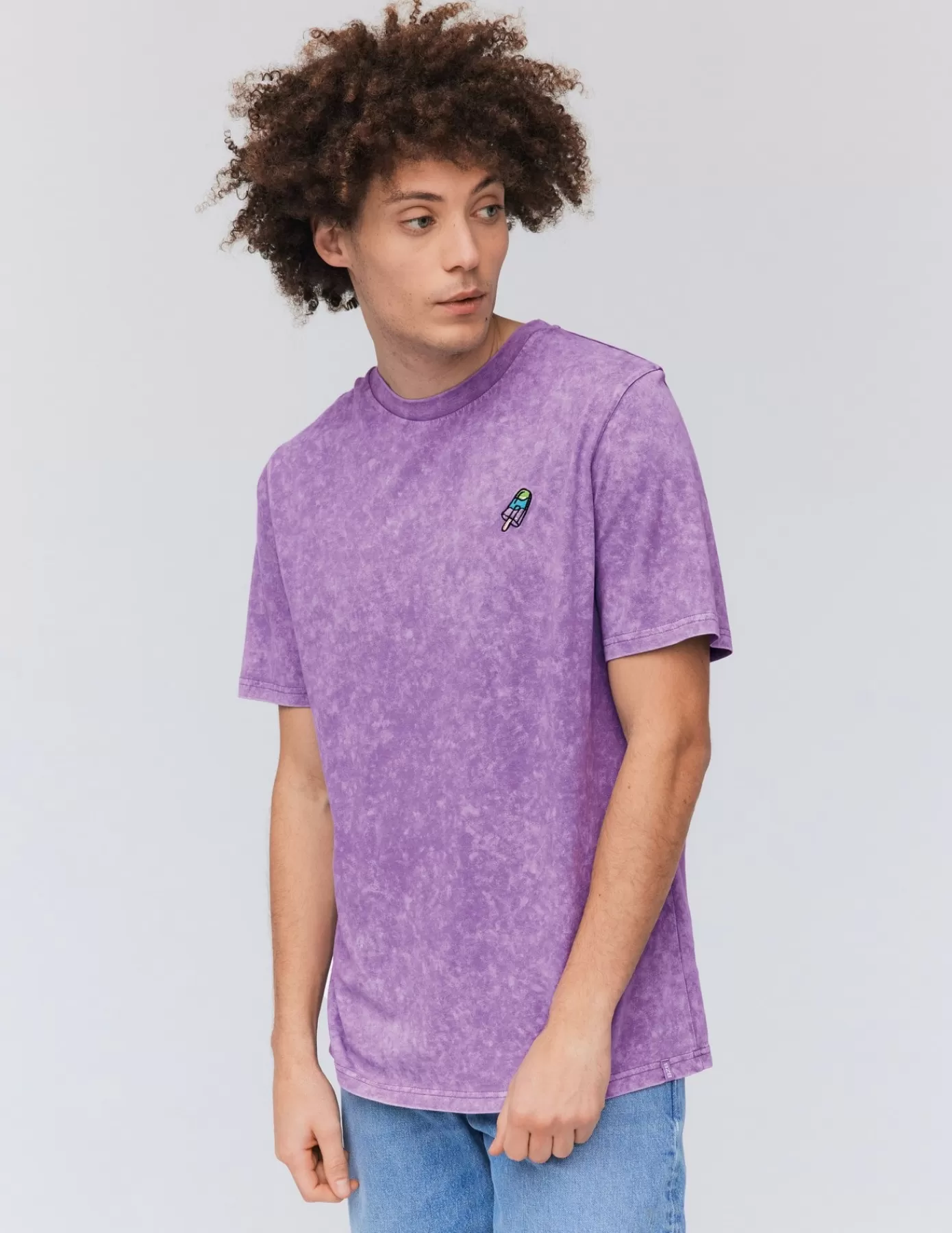 Online BZB T-shirt brodé acid wash Violet