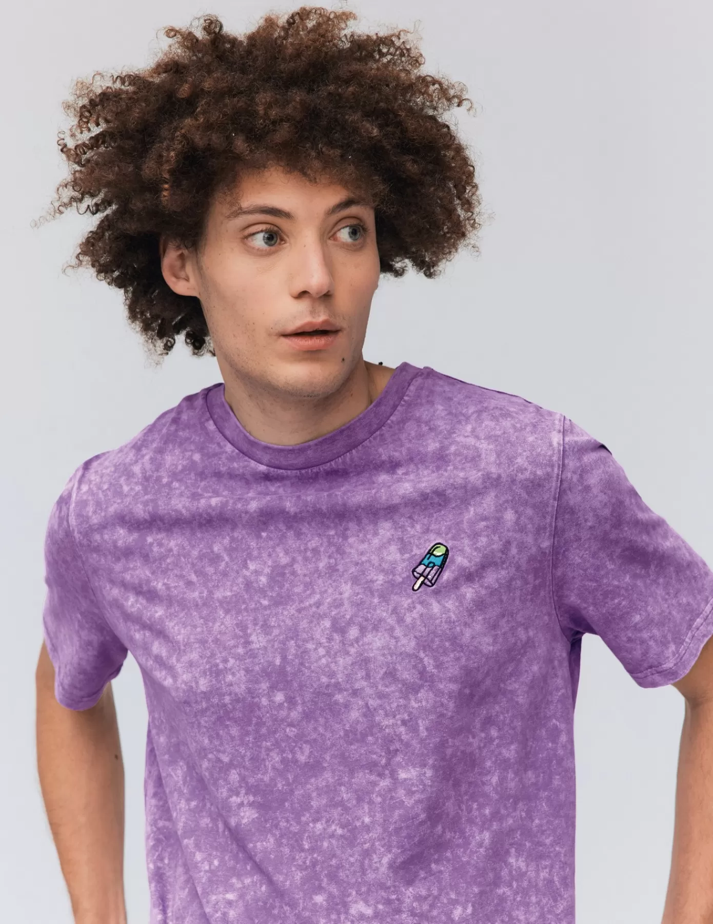 Online BZB T-shirt brodé acid wash Violet