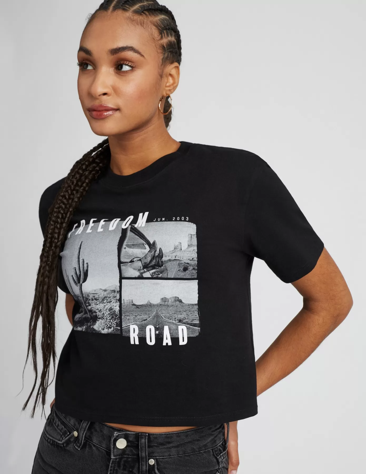 Discount BZB T-shirt cropped photoprint Noir