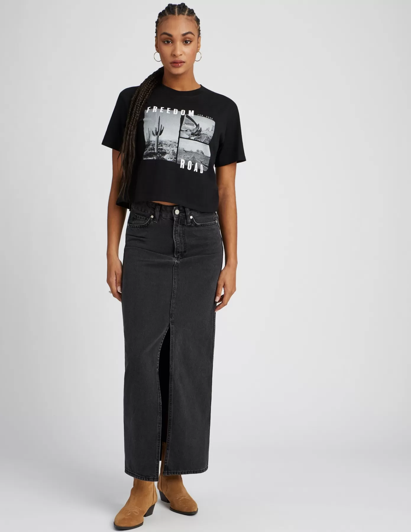 Discount BZB T-shirt cropped photoprint Noir