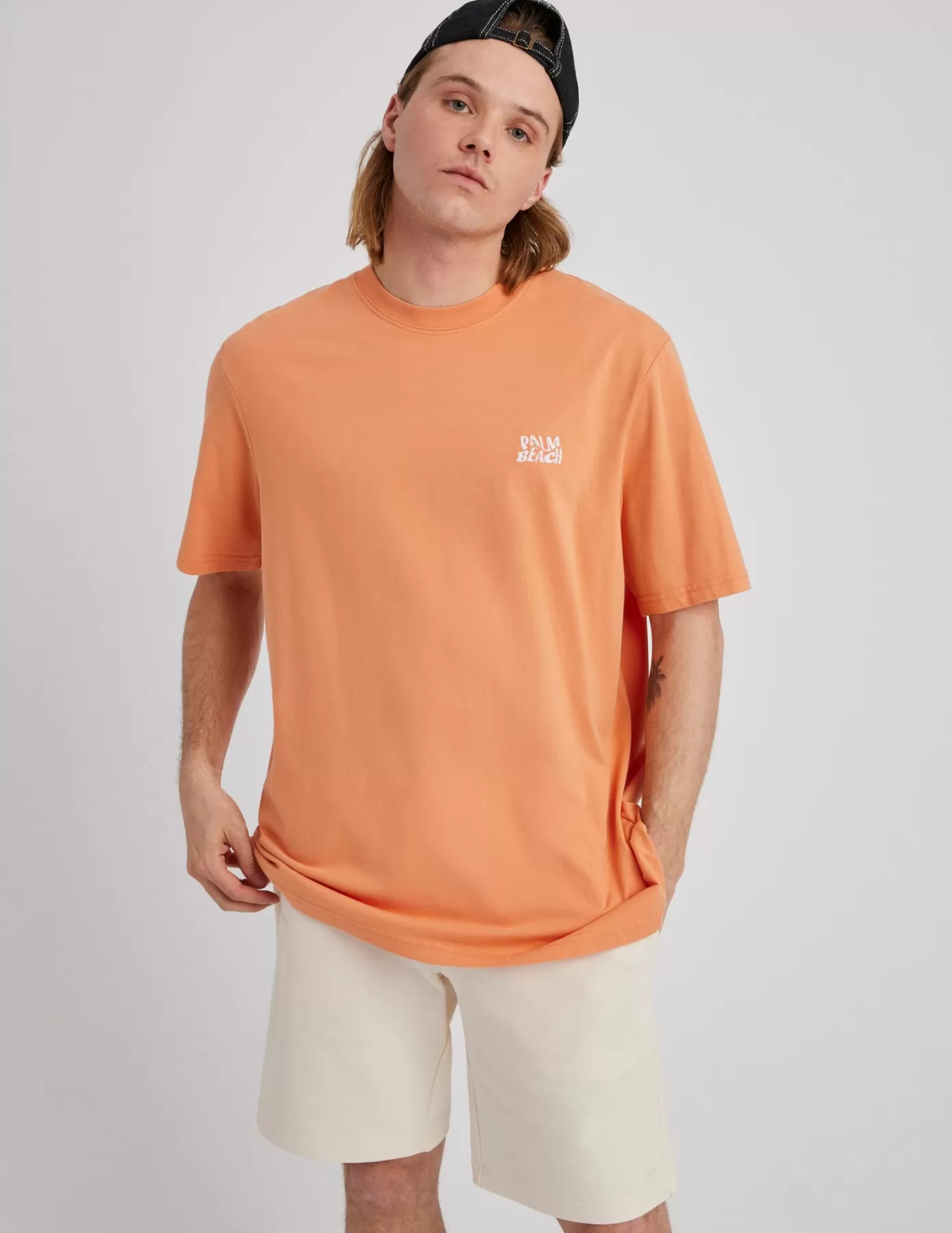 Clearance BZB T-shirt garment dye brodé Orange