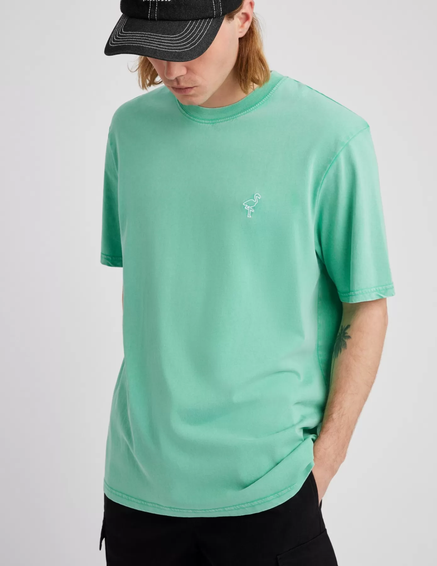 Best Sale BZB T-shirt garment dye brodé Vert