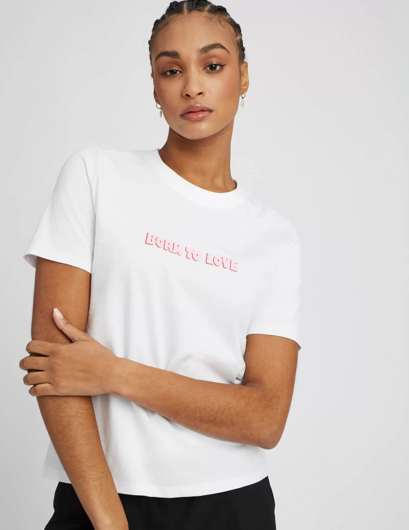 Cheap BZB T-shirt imprimé "Born to Love" Blanc