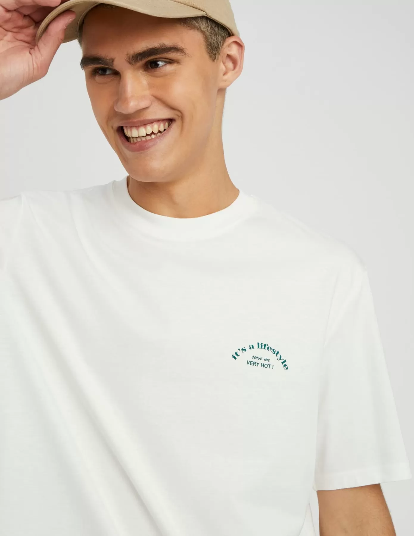 Fashion BZB T-shirt imprimé devant dos Blancécru