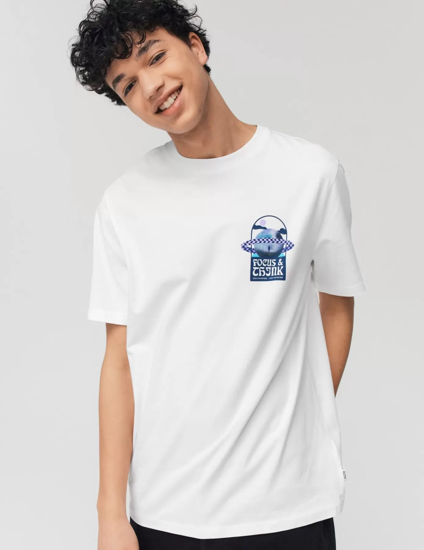 Hot BZB T-shirt imprimé en poitrine Blanc