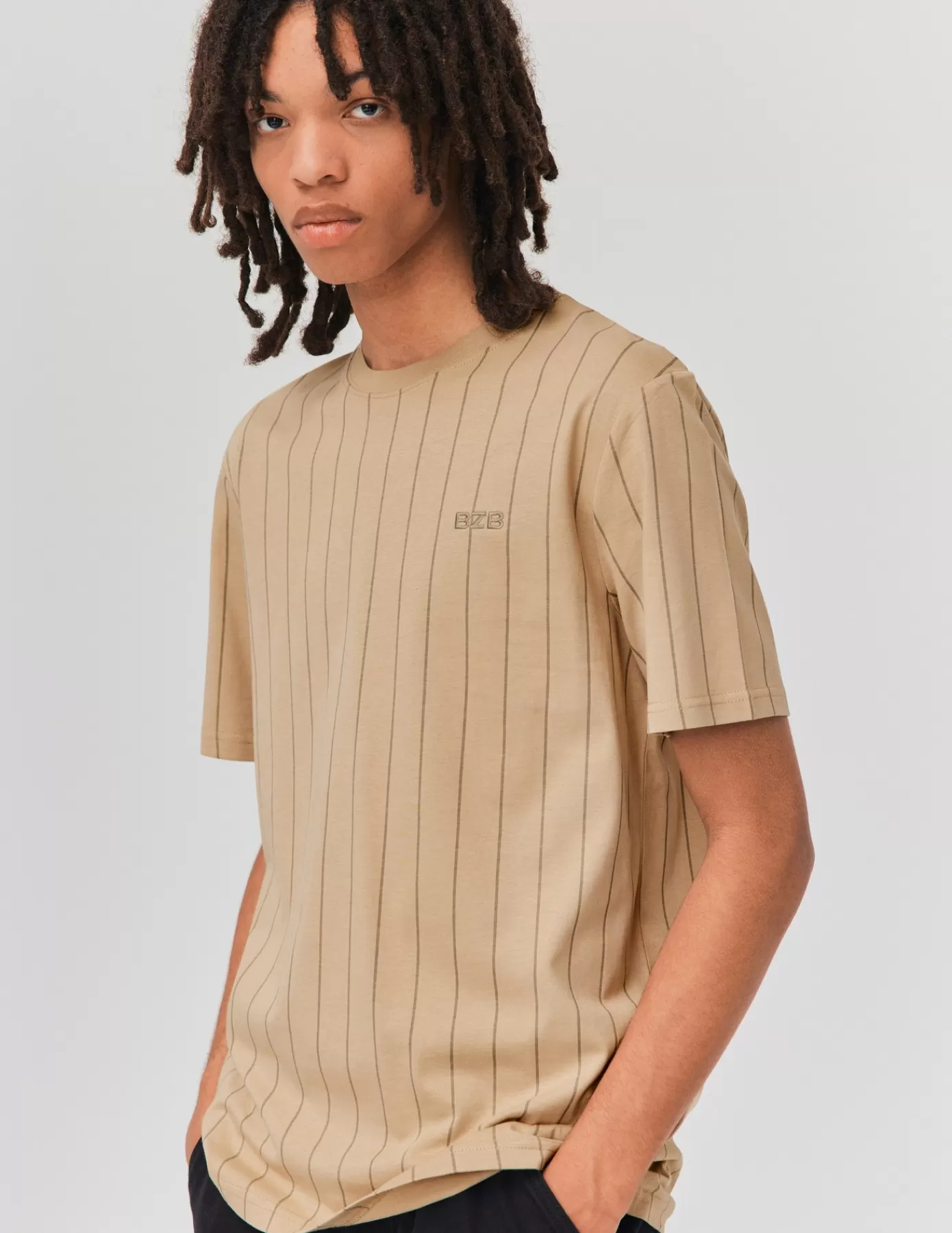 Best Sale BZB T-shirt rayures baseball Beige