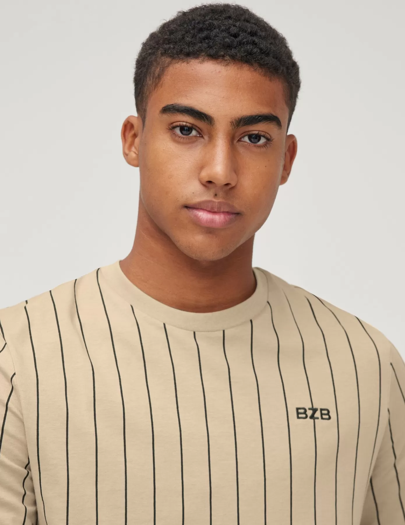 Online BZB T-shirt rayures baseball Beige