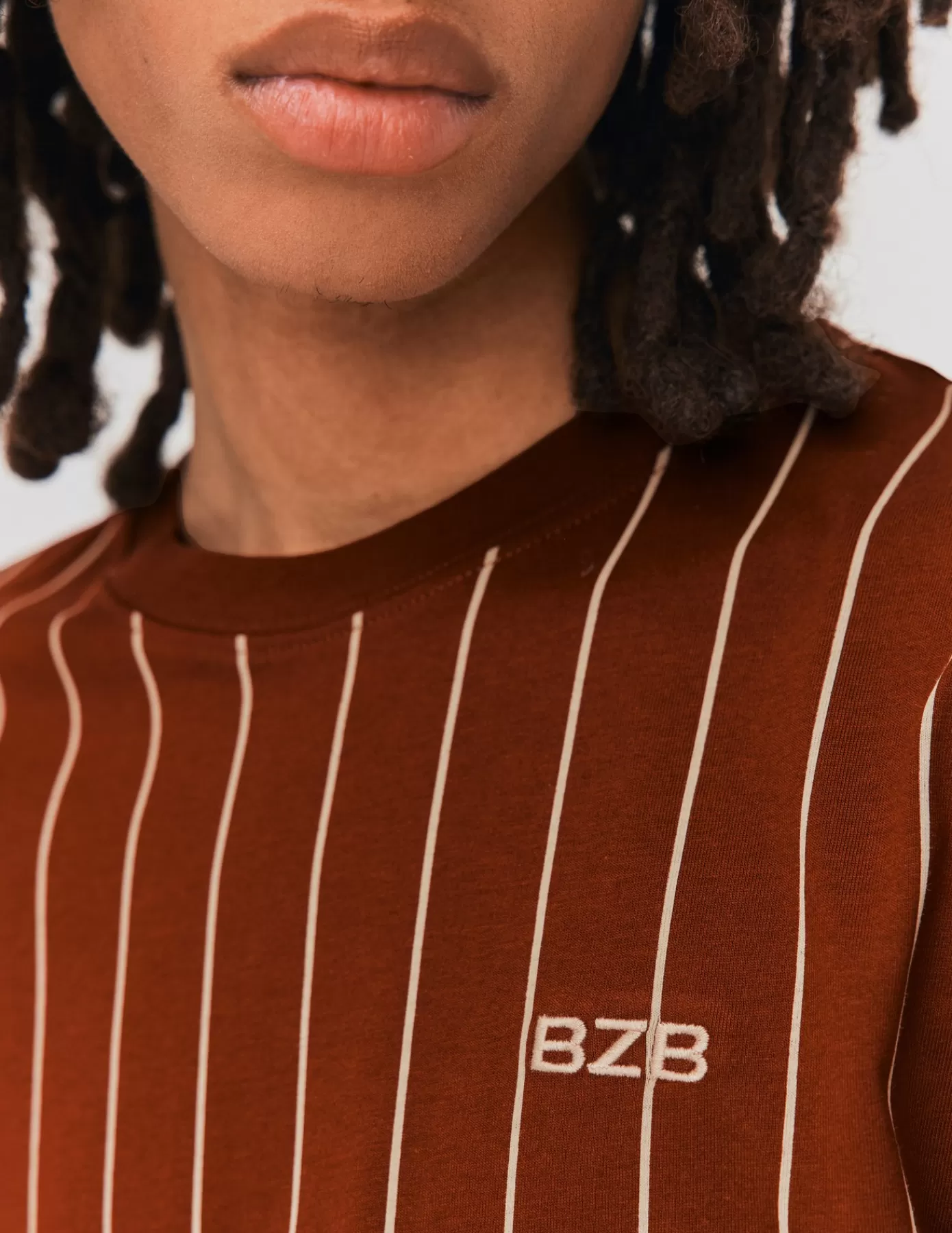 Best BZB T-shirt rayures baseball Marron