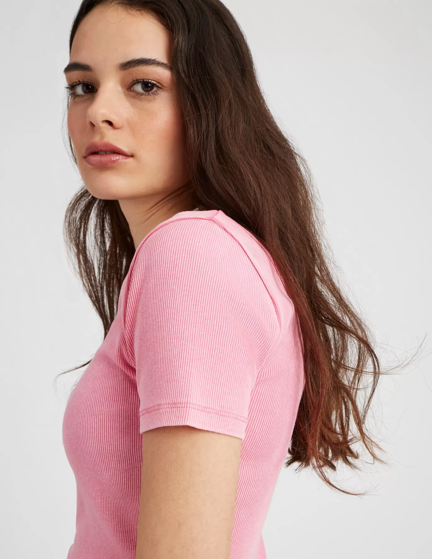 Cheap BZB T-shirt uni délavé Rose