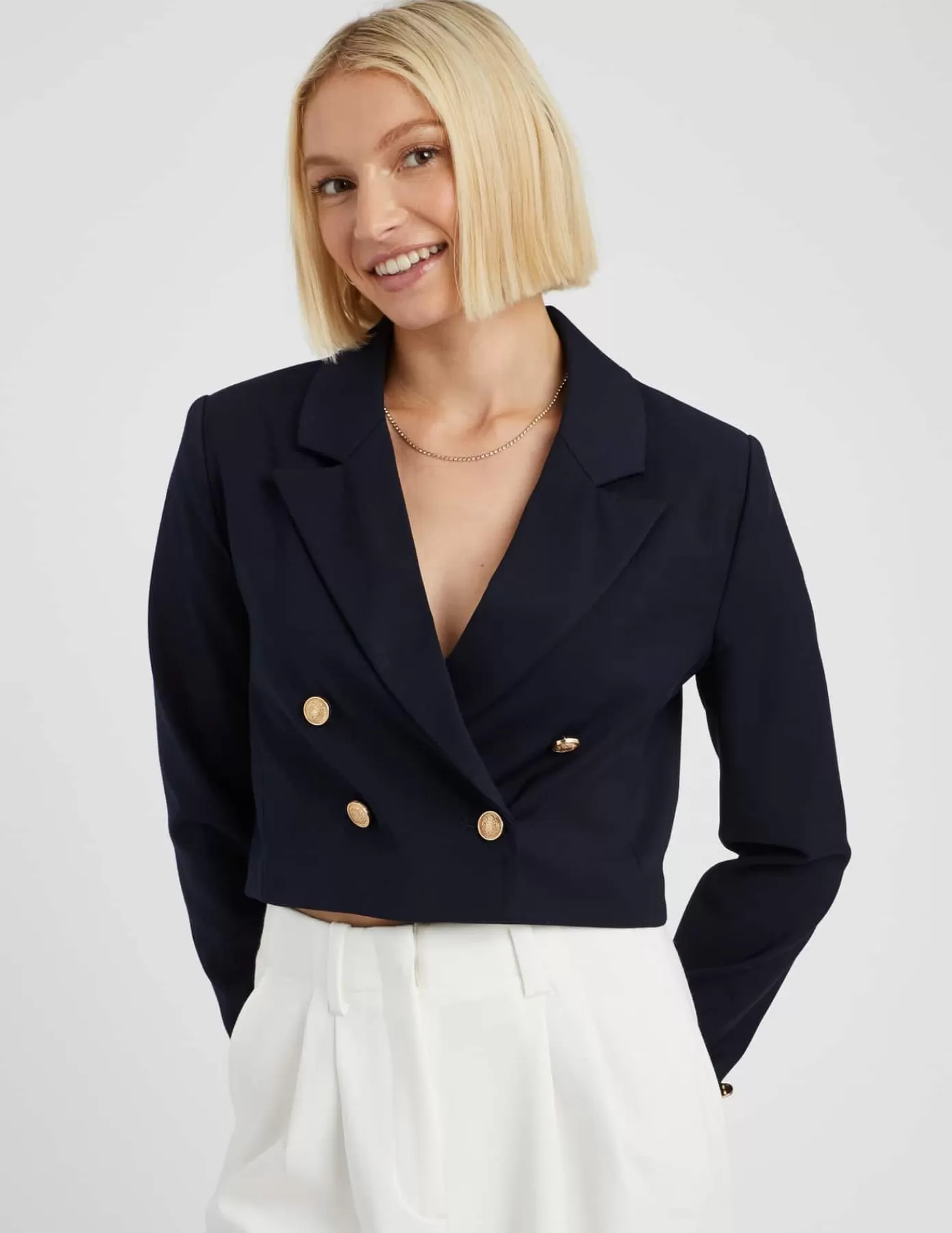 Outlet BZB Veste blazer courte Bleufoncé