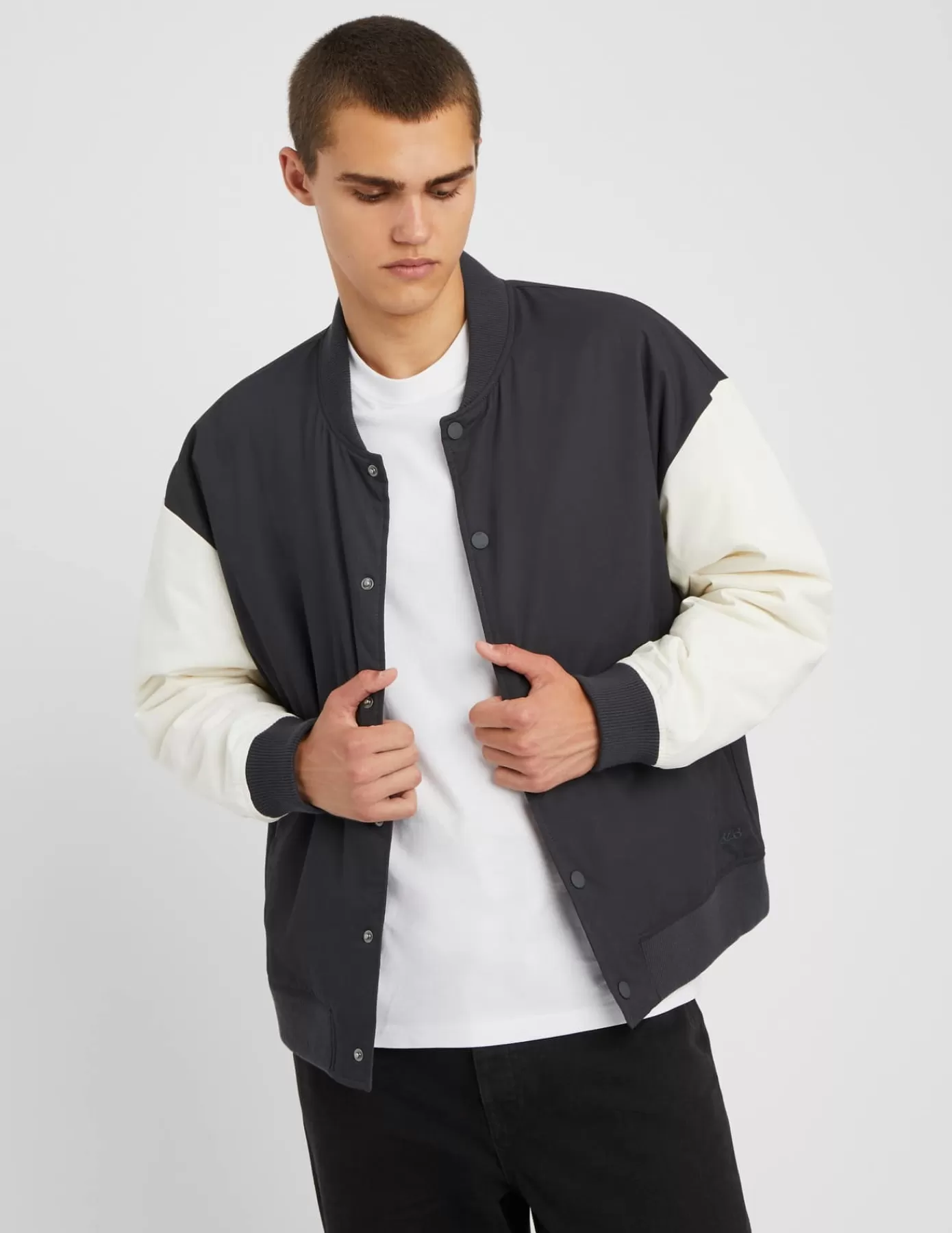 Sale BZB Veste bombers bicolore Grisanthracite