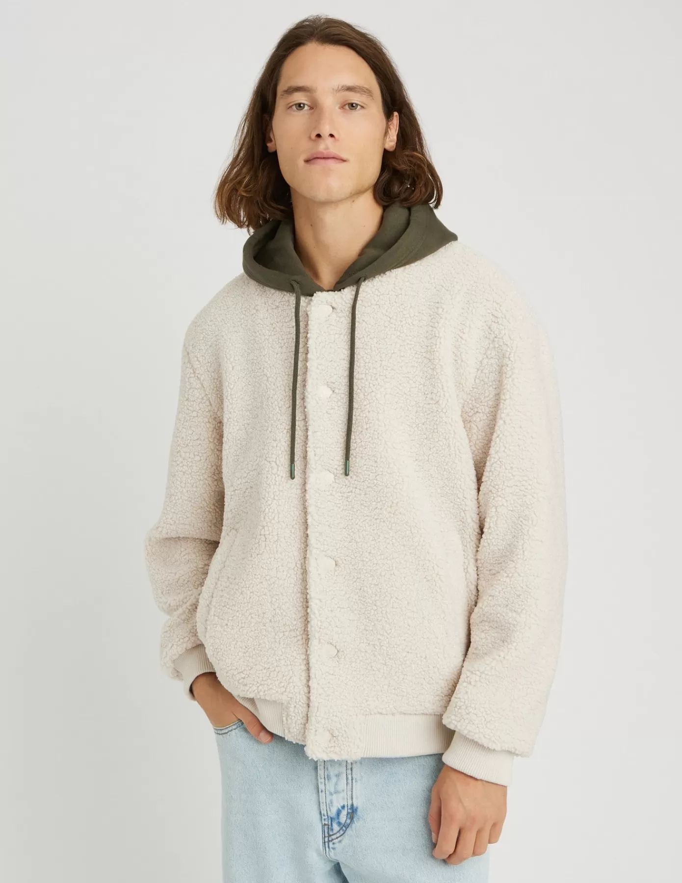 Clearance BZB Veste bombers en sherpa Blanccassé