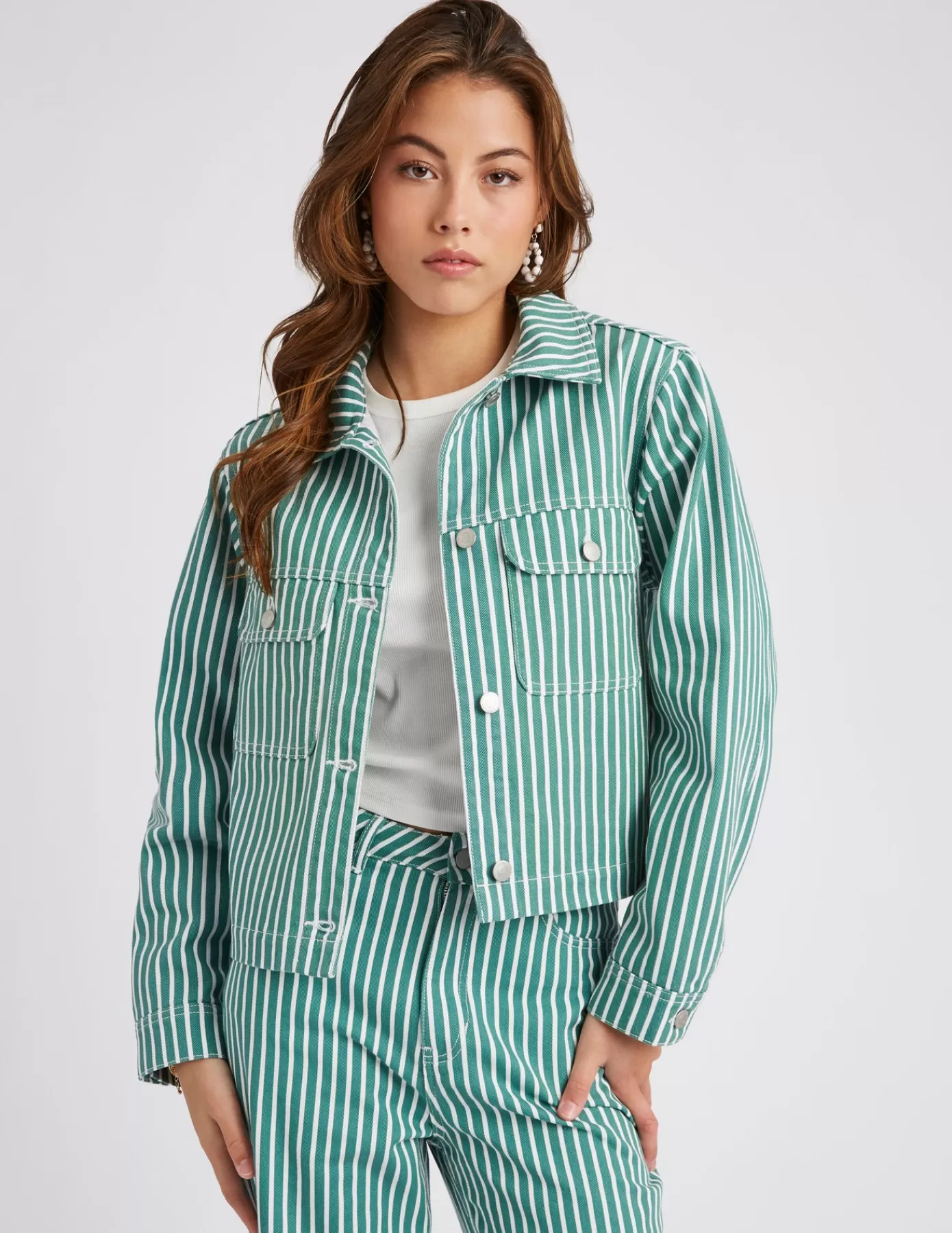 Flash Sale BZB Veste en jean rayée Vert