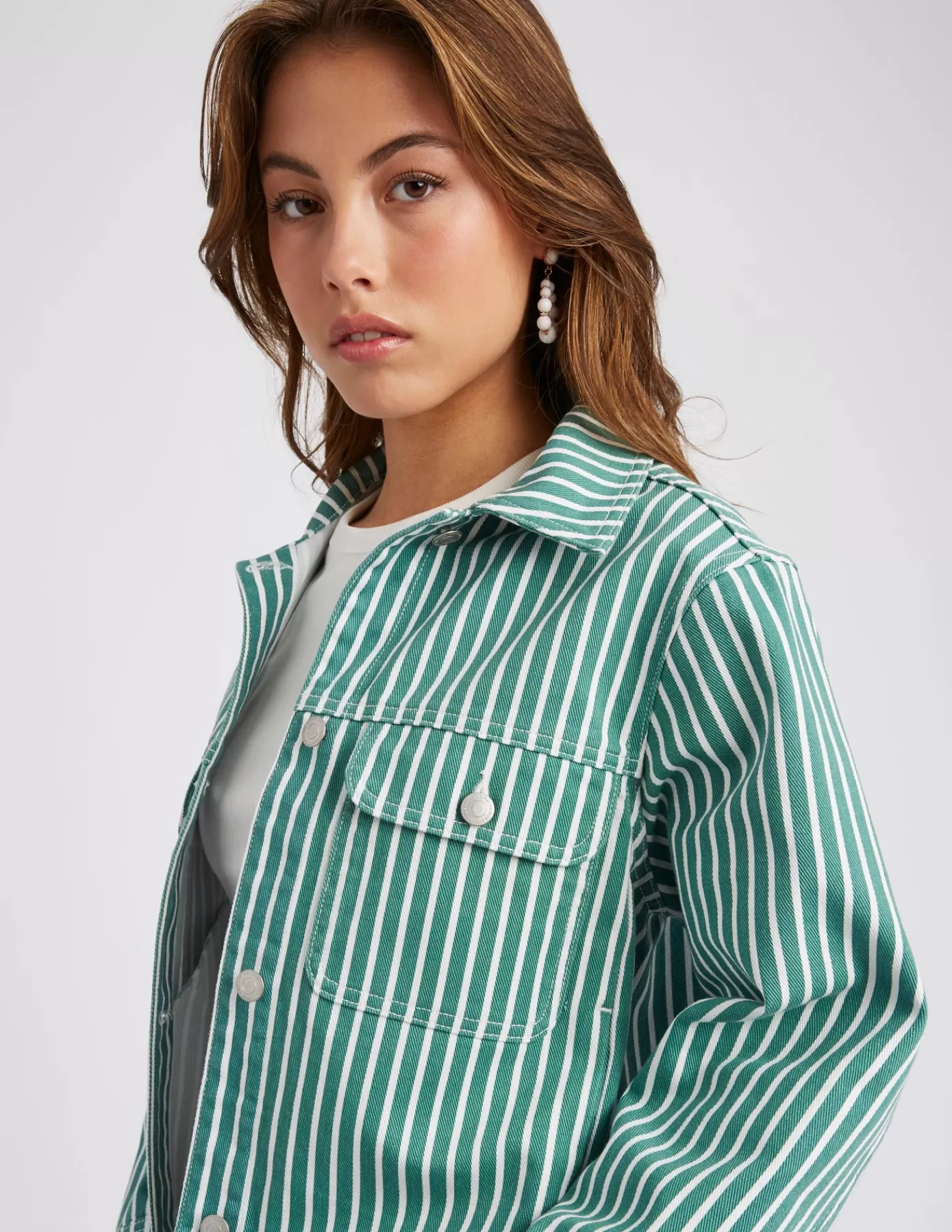 Flash Sale BZB Veste en jean rayée Vert