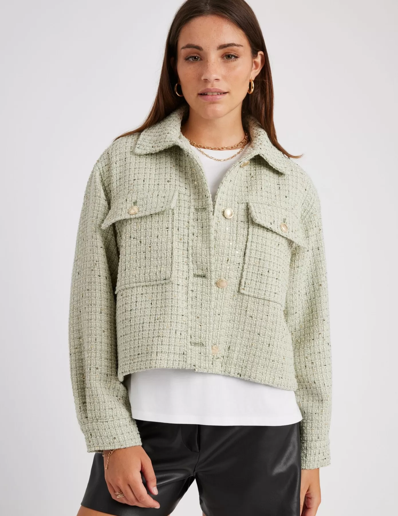 Flash Sale BZB Veste tweed Vertclair