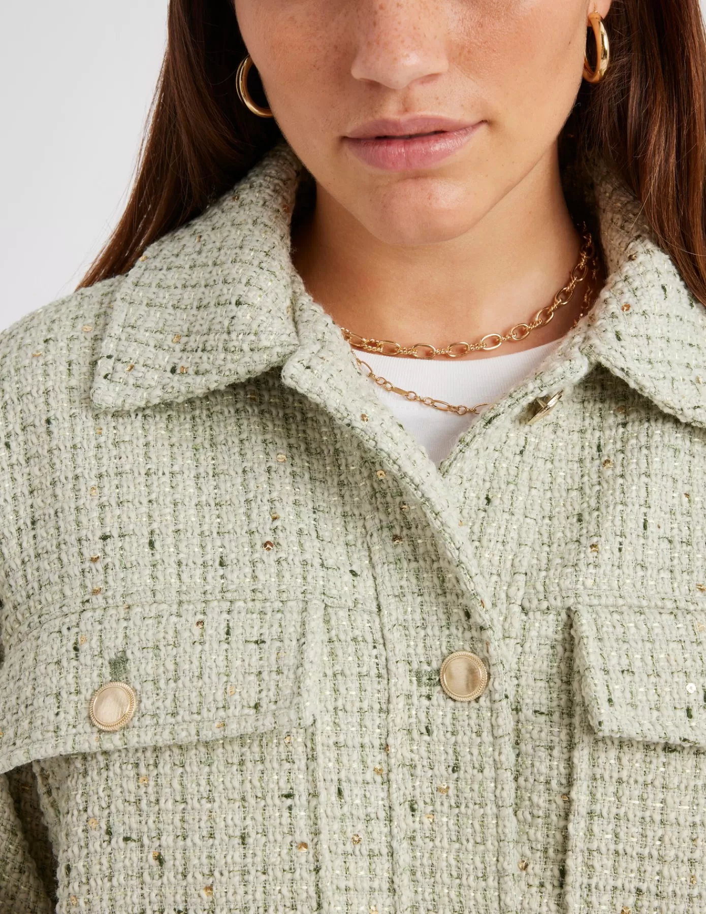 Flash Sale BZB Veste tweed Vertclair