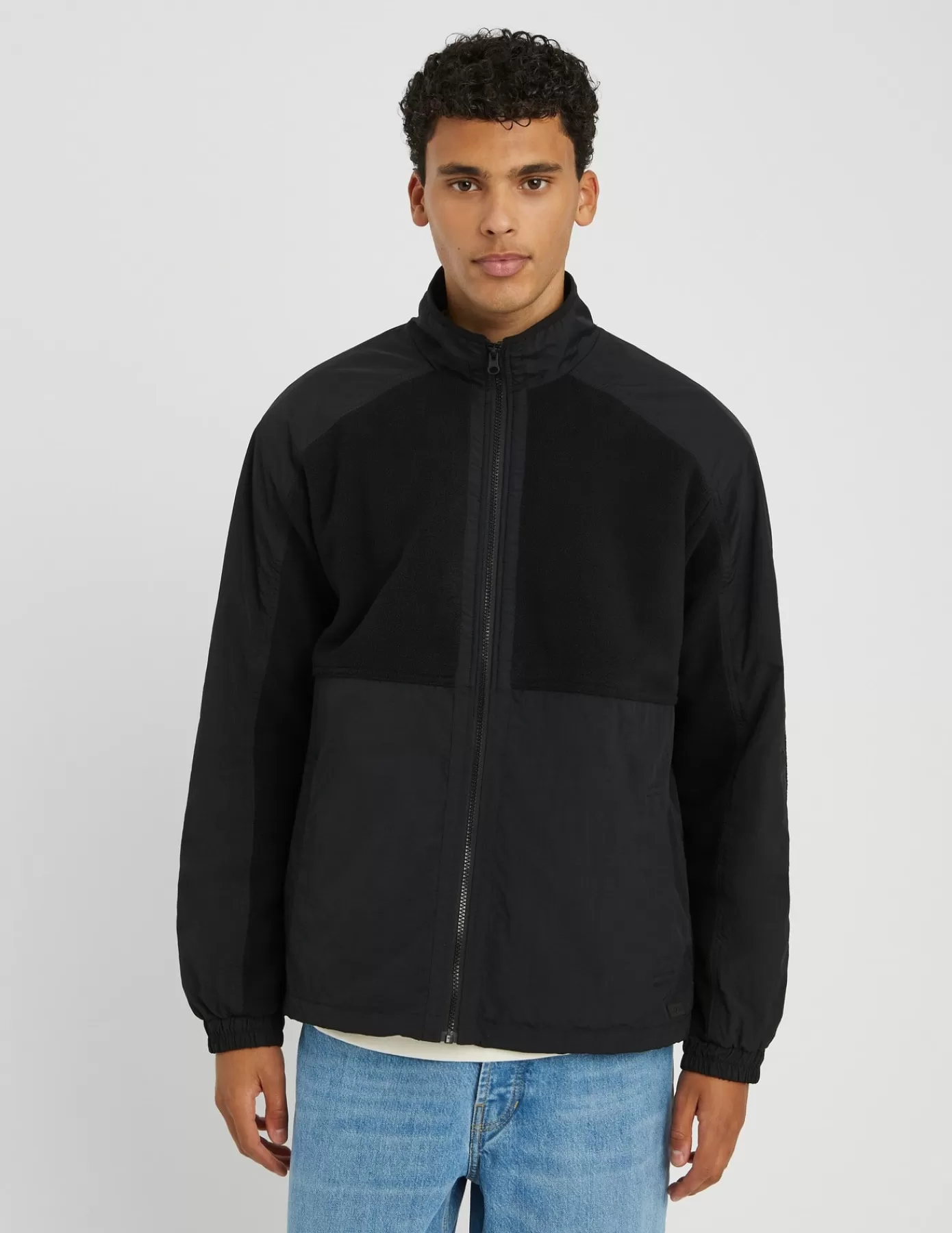 Clearance BZB Veste zippée bi matière Noir