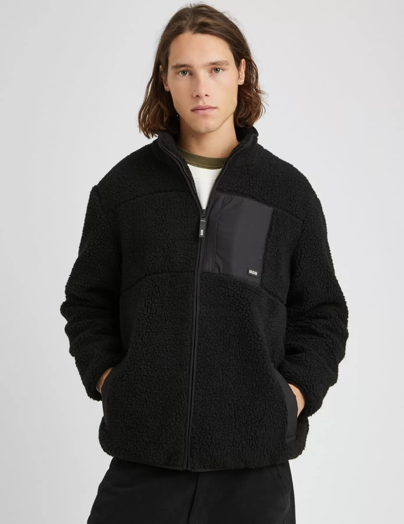 Flash Sale BZB Veste zippée sherpa Noir