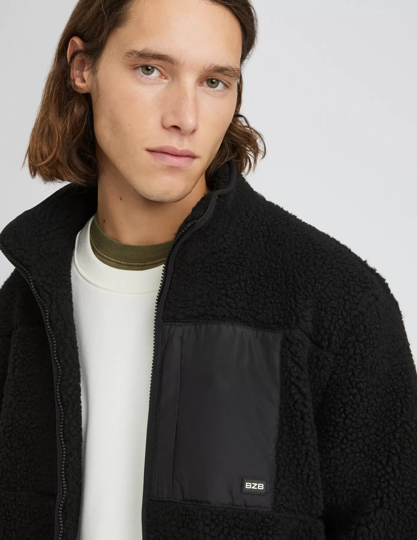 Flash Sale BZB Veste zippée sherpa Noir